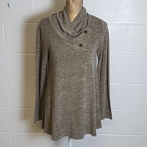 Balkan Brown Marled Fine Guage Knit Tunic Sweater